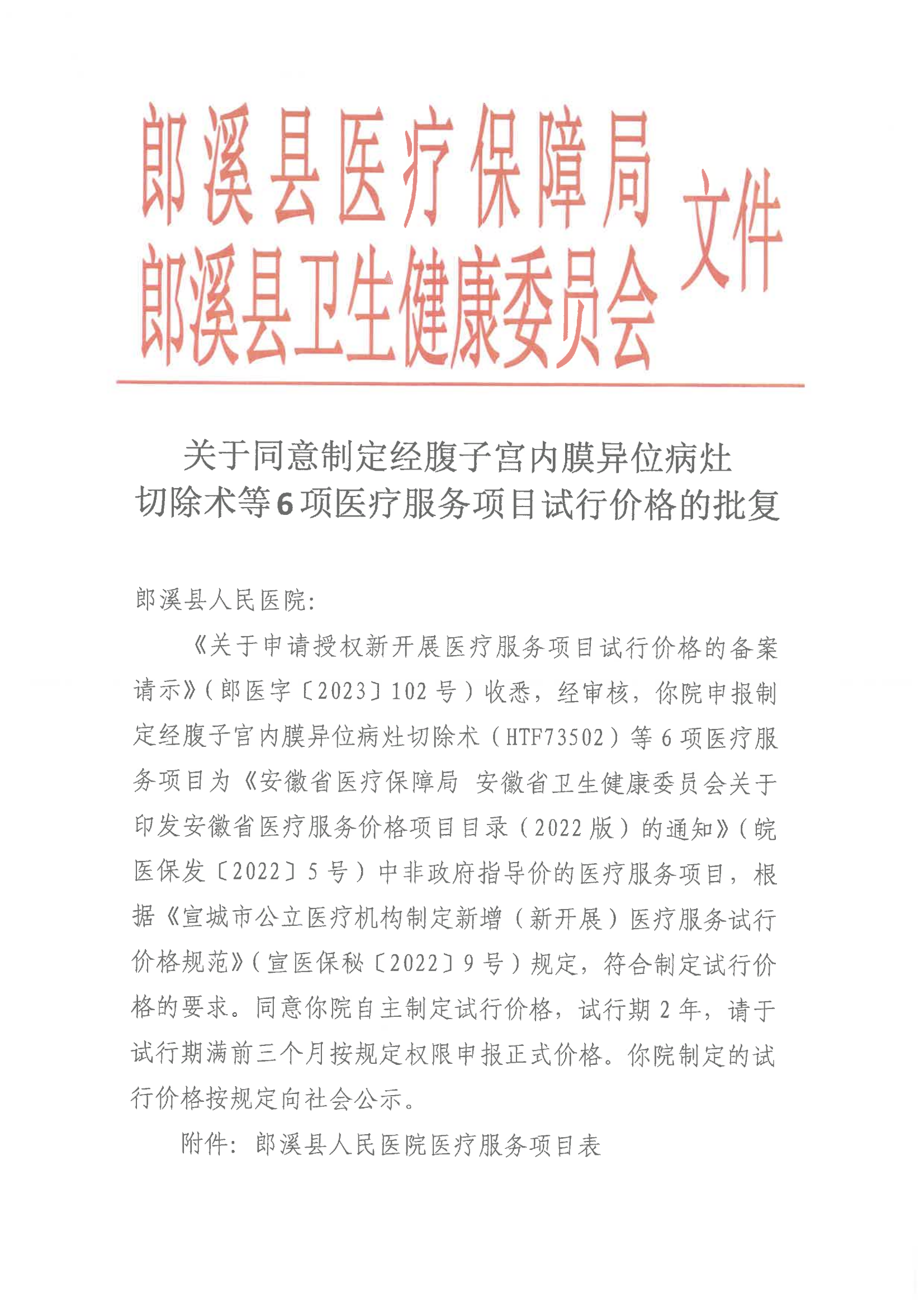 6.关于同意制定经腹子宫内膜异位病灶切除术等6项医疗服务项目试行价格的批复 （第六批次）执行：24.2.2(1)_00.png